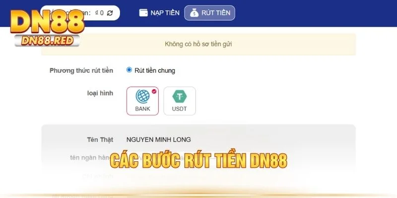 Các bước rút tiền DN88